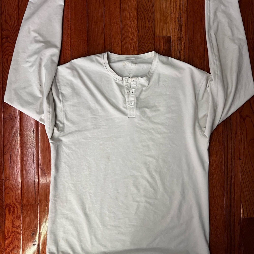 BYLT White Long Sleeve Henley Shirt